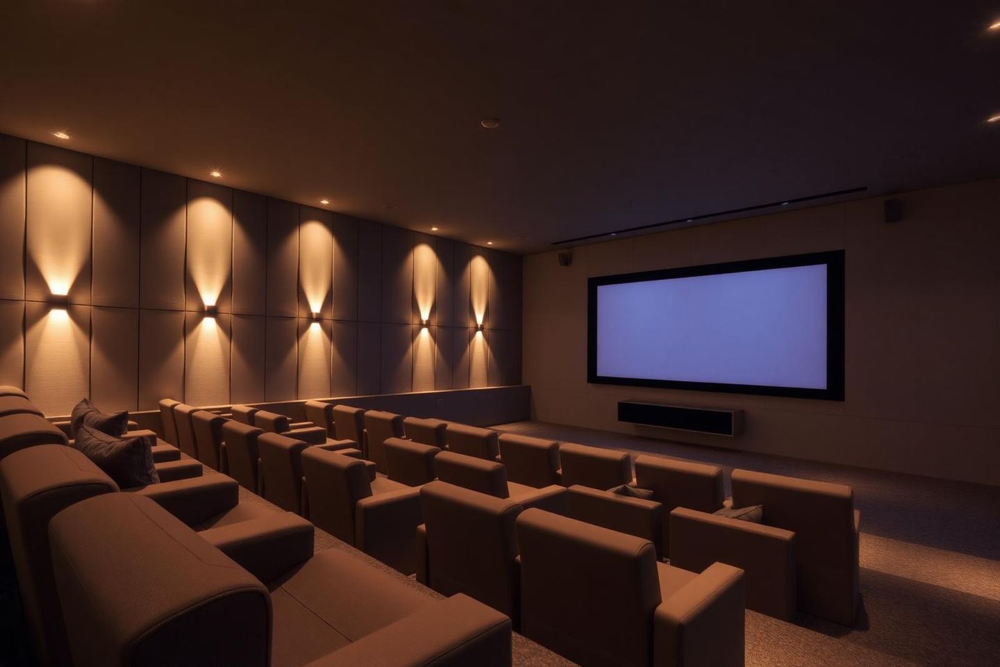 A dedicated media room with calibrated projection